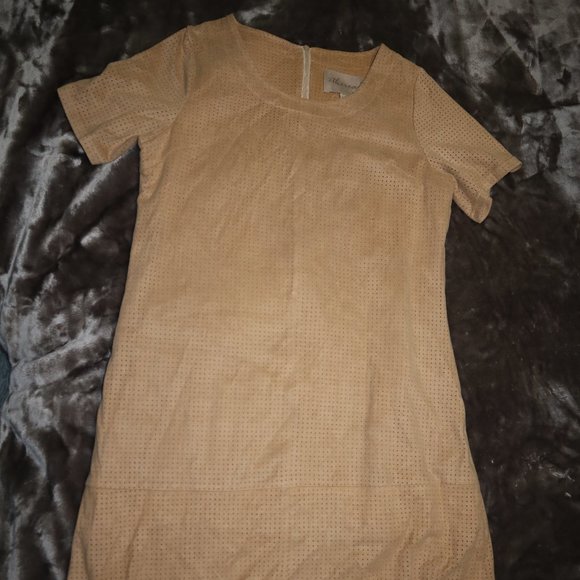ethereal Faux Suede Brown Dress, Size Large - Picture 1 of 2